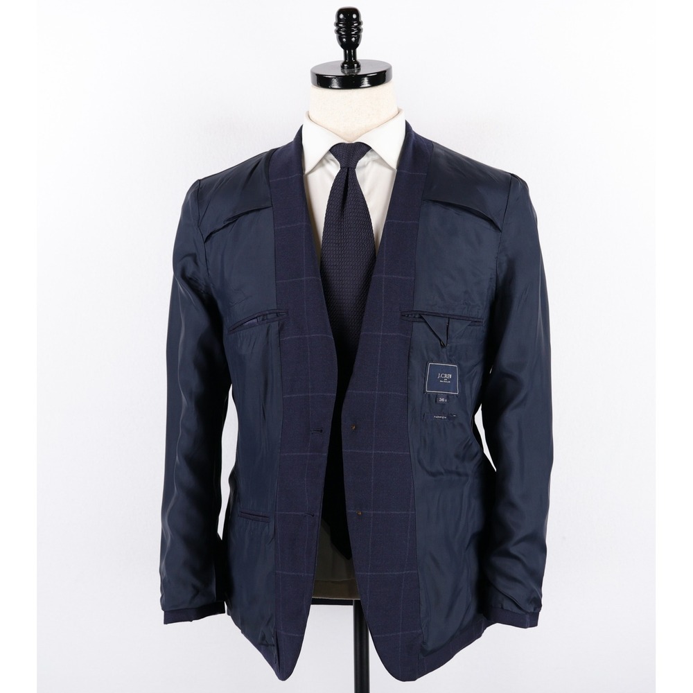 J. Crew Thompson Suit Size 36S Navy Blue Windowpane Check Wool Blend Preppy - Picture 6 of 15